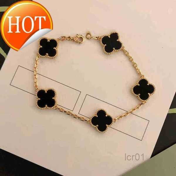 

classic fashion 4/four leaf clover bracelets charm bangle chain 18k gold agate shell mother-of-pearl women girl wedding mother' day 77a, Golden;silver