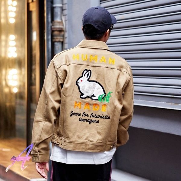 

men's jackets rabbit lettered embroidered jacket casual human made for men women clothing 230223, Black;brown