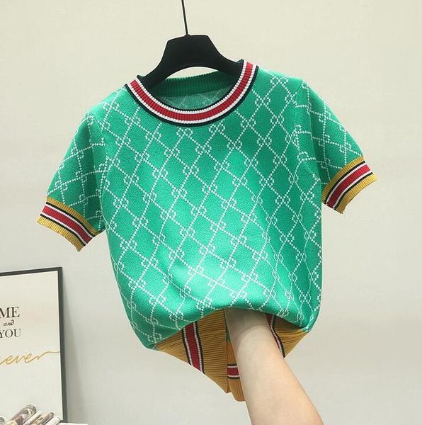 

new women's knits tees sweater casual fashion knitwear short sleeve women designer knits t-shirt p99, White
