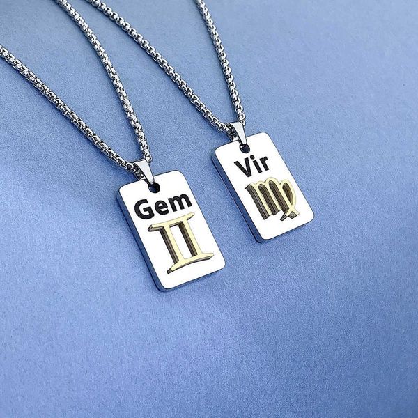 

12 twelve constellations titanium steel necklace small crowd design ins stainless steel lovers' friend type clavicle chain, Silver