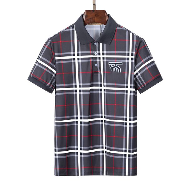 

30% off designer men's polo black beige letter plaid brand multiple styles 100% cotton breathable anti-wrinkle anti-pilling slim busine, White;black