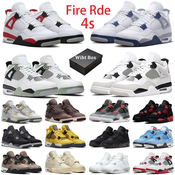 

with box 4s basketball shoes women men fire red sneaker black cat pink curry canvas royal university blue canyon purple fire red thunder sai