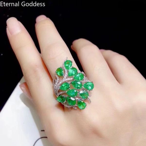 

with side stones high jewelry s925 sterling silver natural emerald girls fashion gem rings tested 230223