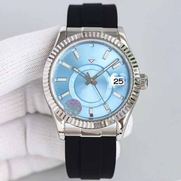 

with original box men watch 41mm day-date ice blue arabic rare dial automatic fashion numerals man watch folding 2813 mechanical watches 202, Slivery;brown