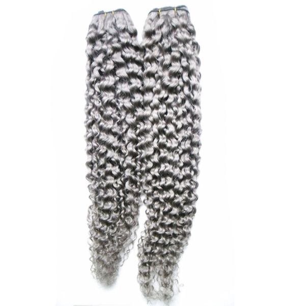 

gray hair extensions brazilian hair weave bundles 2 piece 200g kinky curly grey hair weave double weft9528274, Black