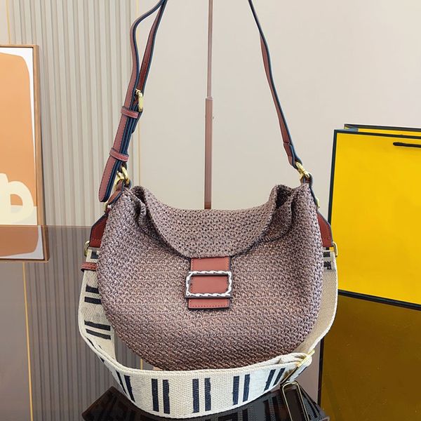 

women straw shoulder cross body bags designer hollow out handbag purse removable woven letter shoulder strap renovate beach totes