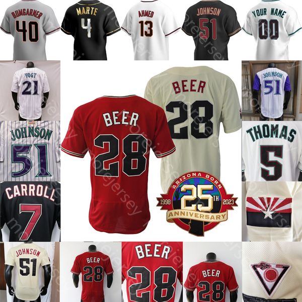 

baseball jersey alek thomas randy johnson corbin carroll seth beer madison bumgarner ketel marte gurriel jr. nick ahmed evan longoria lewis, Blue;black