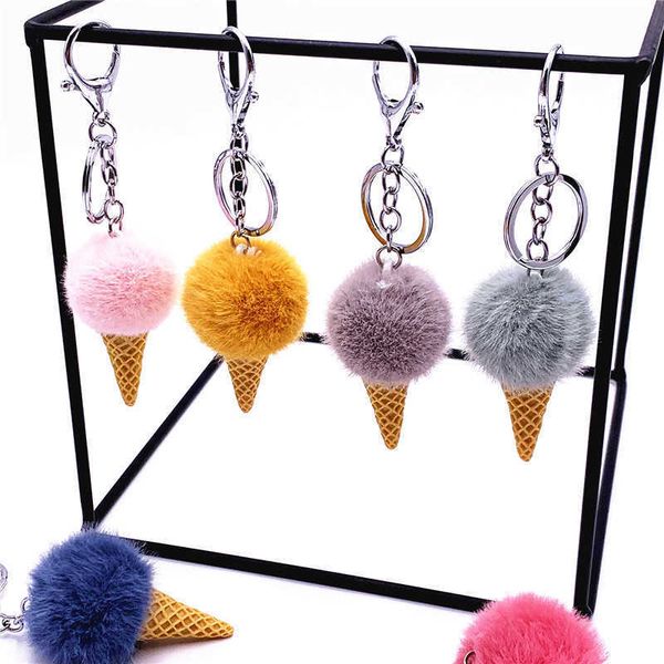 

key rings 10pcslot women pendant bag accessories ice cream keychains with tassel lovely plush dolls key ring for decorations j230222, Slivery;golden