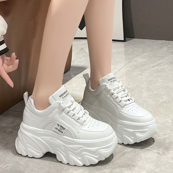 

dress shoes rimocy white black chunky sneakers women spring autumn thick bottom dad woman fashion pu leather platform ladies 230224