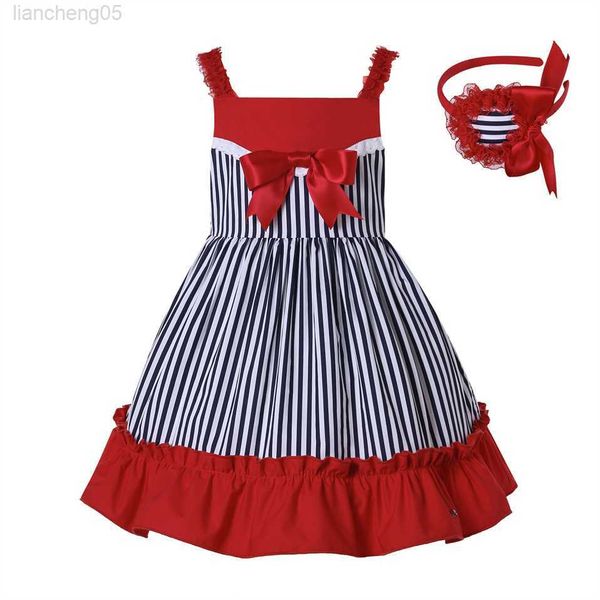 

girl's dresses elegant party kids dresses princess new girl summer fancy red ruffled striped lace designer clothes 3 4 5 6 8 10 12y w02, Red;yellow