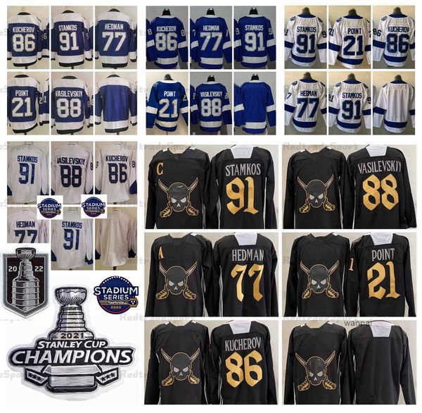 

2023 2022 stanley cup final steven stamkos nikita kucherov hockey jerseys stadium series victor hedman brayden point andrei vasilevskiy reve, Black;red