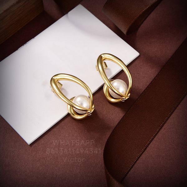 

botiega oval earrings designer studs dangle for woman gold plated 18k pearls fashion highest counter quality classic style never fade annive, Silver