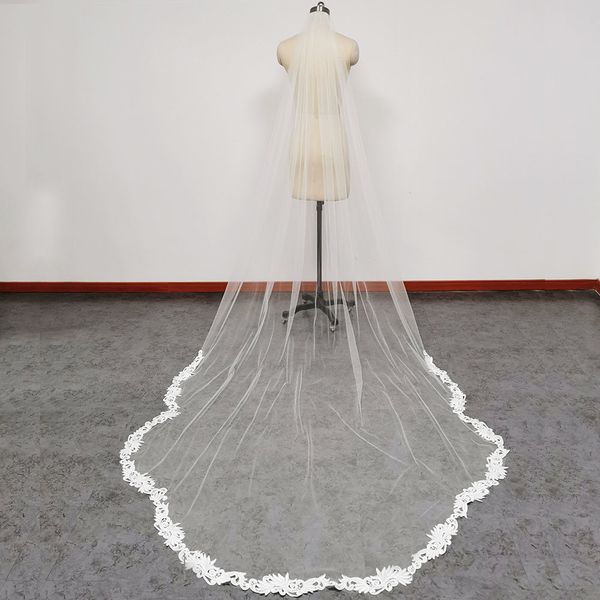 

wedding hair jewelry scalloped shape veil one layer long ivory soft tulle bridal veils voile mariage accessories 230224, Slivery;golden