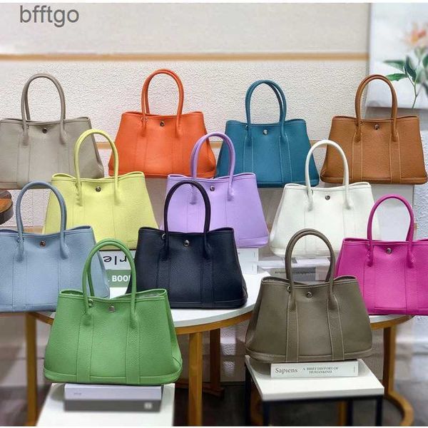 

herme designer garden party bags for women 2023 summer new genuine leather simple versatile tote handbag large