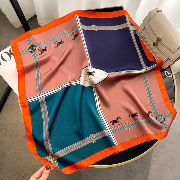 

women's shawls 2023 french scarf horse animal printing female sarves temperament twill silk satin scarf square scarf pashmina beach sca, Blue;gray