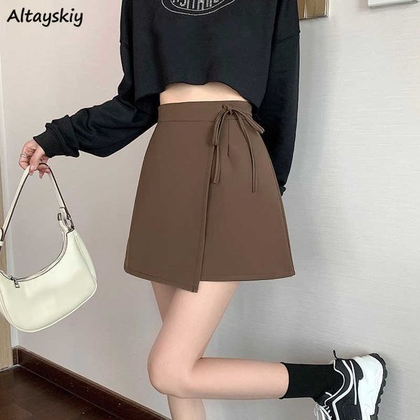 

skirts mini skirts women lace-up chic empire schoolgirls y2k all-match summer l230224, Black