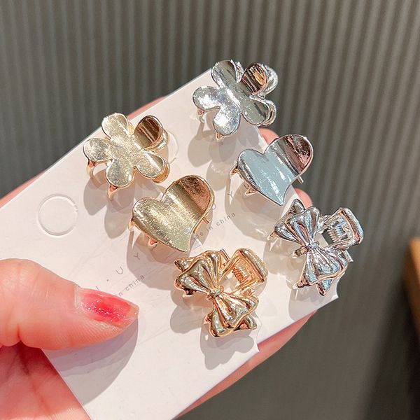 

metal ribbon crab mini claw clip for women girls charm barrette wedding hair accessories jewelry gift 1718, Slivery;white