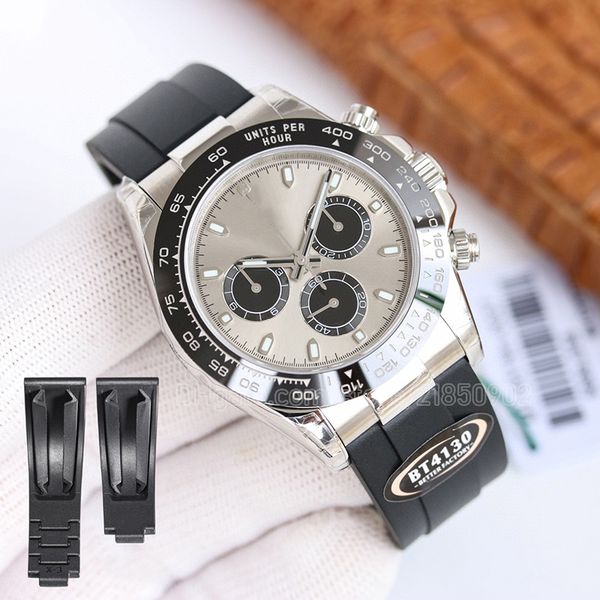 

4130 self-winding movement watch chronograph central second hand yellow gold beze automatic men watches 40mm rubber strap bt factory version, Slivery;golden