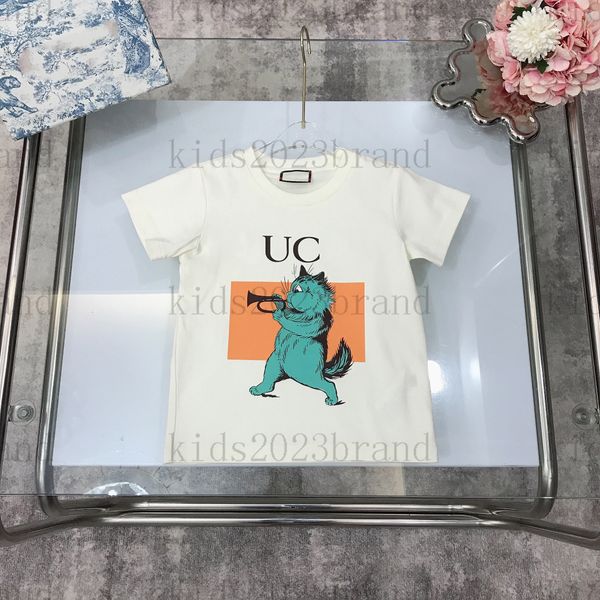 

silky tees 2023ss children cotton t-shirt luxury boys outfit kids high-end t-shirts summer designer round neck cotton eco-friendly printing, Blue