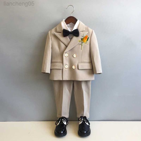 

girl's dresses children's formal dress suits set flower boys wedding baby's first birthday come kids double brested blazer pa, Red;yellow