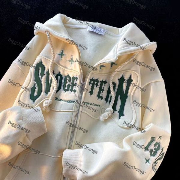 

men s hoodies sweatshirts spring and autumn alphabet embroidered hooded cardigan men sweater plus fleece thick couple versatile jacket haraj, Black