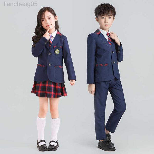 

clothing sets autumn spring childrem school uniforms clothing set boys girls blazer pants shirts tie outfit kids formal party come w0224, White