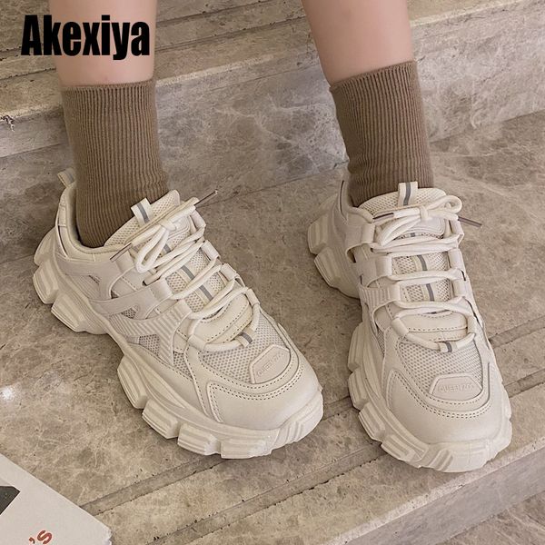 

dress shoes women chunky platform sneakers mesh designers fashion lacing casual woman white vulcanized female comfortable bc662 230224, Black