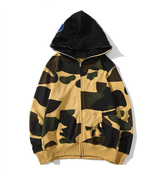 

new hooded men's hoodie women's zipper cardigan pure cotton camouflage coat street hip-hop sportswear fashion couple designer casu, Black