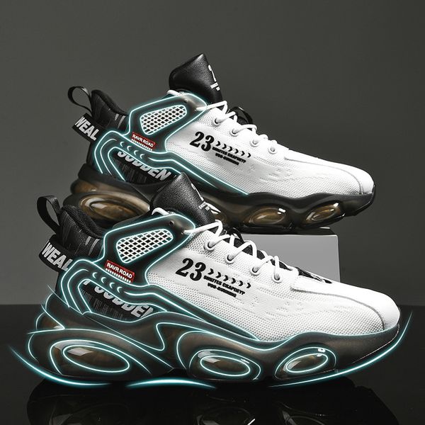 

dress shoes spring men thick bottom running anti slip gym training sneakers flexible outdoor jogging footwear cushioning sports shoes 230224, Black