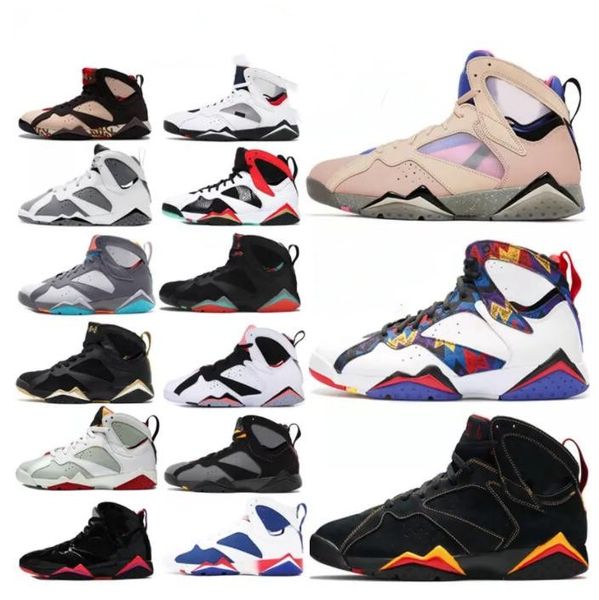 

new jordens7 7s men women basketball shoes sapphire 7 vii flint greater china university blue hare raptor vii 7 bordeaux paname citrus shimm, Black