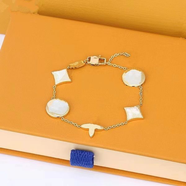 

classic bangle bracelets clover letter chain ceramic shell titanium steel letter men and women bracelets luxury designer gift wedding party, Black