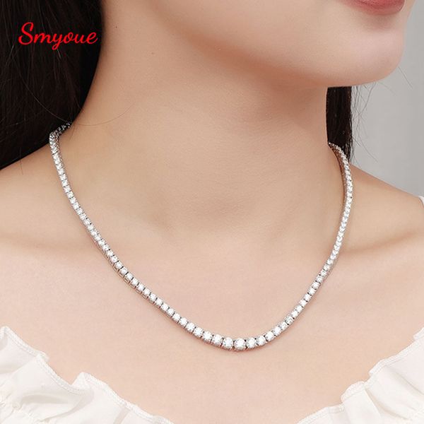 

chokers smyoue 14 24inch all tennis necklace for men women 100 solid silver plated 18k gold praty luxury quality jewelry gra 230223, Golden;silver