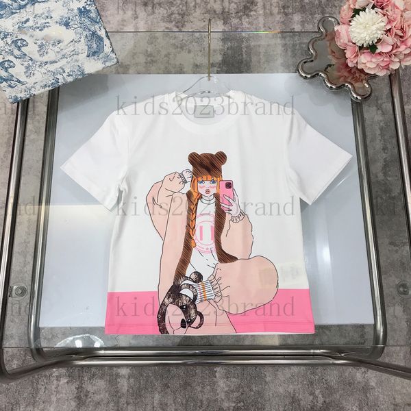 

fashion girls 2023ss children cotton t-shirt luxury boys outfit kids high-end t-shirts summer designer tees round neck cotton eco-friendly, Blue