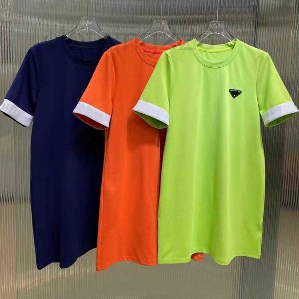 

designer 2023 summer luxury designer casual dresses triangle label women's t-shirt dress fashion round neck short sleeve elegant dres y, Black;gray