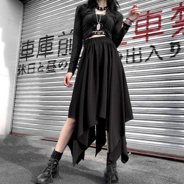 

skirts summer irregular women skirts black punk skirts gothic darkness lady skirt loose streetwear midi skirts l230224