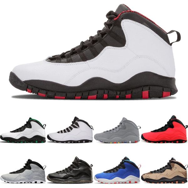 

10 10s jumpman basketball shoes seattle gs fusion red chicago cement i'm back steel grey mens sport sneakers trai271u