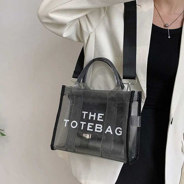 

tote bag luxury women's handbags female bag transparent pvc large capacity fashion bag out party casual black white blue 111