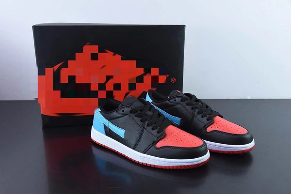 

basketball shoes jumpman 1 low og unc chicago black red blue white outdoor sneaker sports with original box