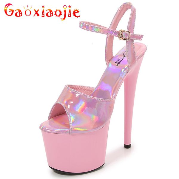 

sandals 2023 strippers pole dance shoe show 15 17 20 cm high heels platform bright girls shoe for party 230223, Black