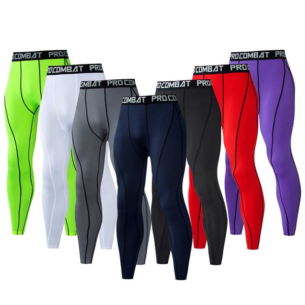 

long men compression bottoms running fitness tight leggings sport training jogging trousers gym sportswear quick dry 1607, Black