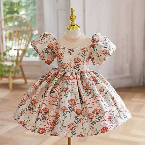 

girl's dresses spanish lolita baby girls princess ball gown kids cute beading jacquard birthday party baptism boutique dresses y810 w02, Red;yellow