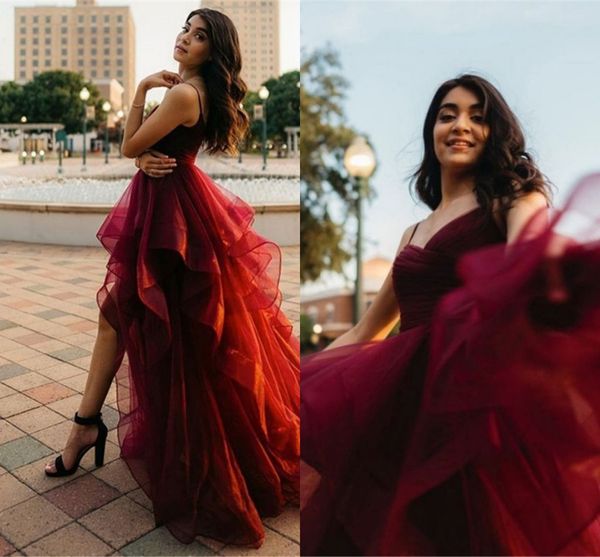 

asymmetrical ruffles burgundy prom dresses spaghetti straps a line evening gowns plus size women party cocktail dress bc15128, Black