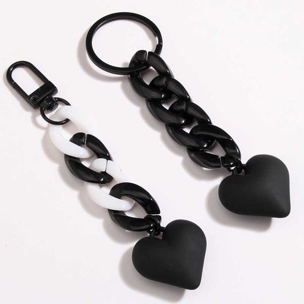 

key rings handmade heart keychain acrylic plastic link chain key ring for women girls handbag pendant accessorie car keys jewelry gifts j230, Slivery;golden