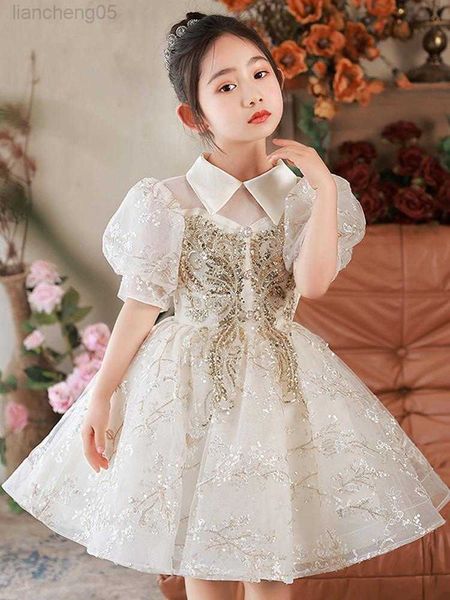 

girl's dresses new young girls princess dress infant girl sequined ball gowns child luxury pageant birthday wedding formal party frocks, Red;yellow