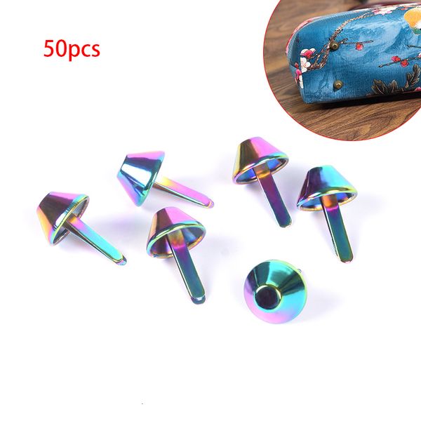 

bag parts accessories 50x purse feet metal rainbow color diy 15mm craft stud for handbag 230224, Black