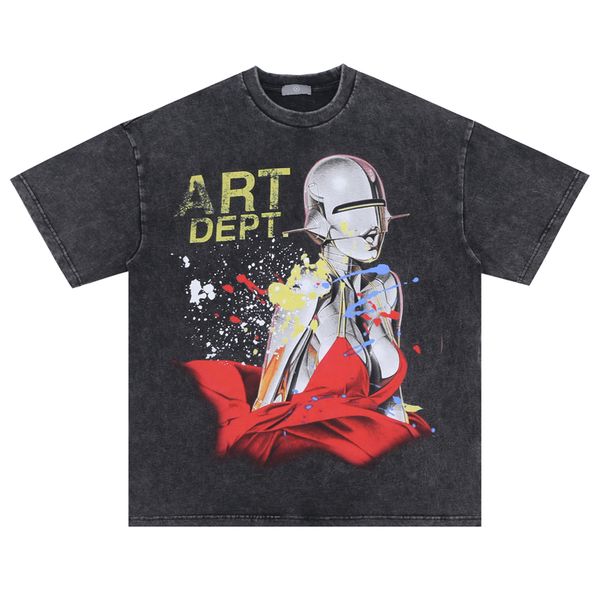 

23ss summer fashion artist singer tee print t shirt washed vintage men women plus size fashion street casual cotton tshirt 833, Black;brown