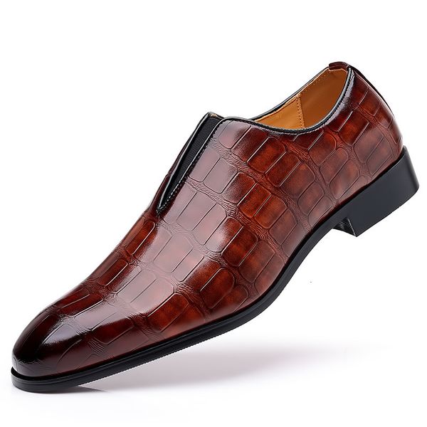 

dress shoes business mens stone pattern casual pu leather breathable 230224, Black