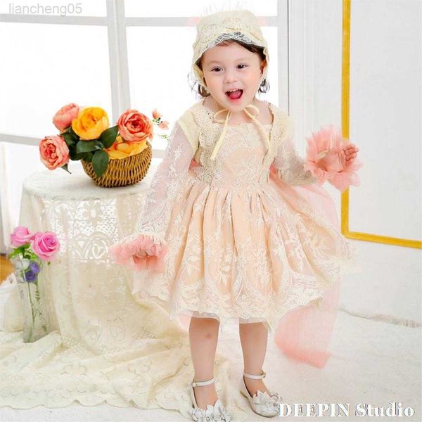 

girl's dresses 2022 spring summer new spanish style lace dress female baby princess skirt full moon one-year-old tutu skirt 3 -psc set, Red;yellow