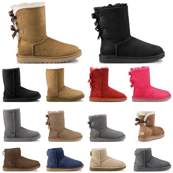 

new arrival winter snow short ankle boots girl women fluff designer shoes chestnut navy antelope brown pink beige classic keep war241z, Black