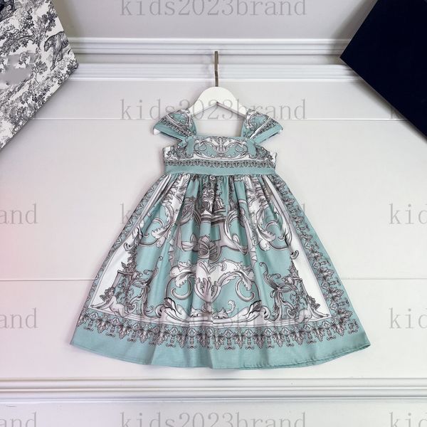 

2023 girls embroidery dress court style sleeveless mesh skirt high-end girls dresses summer princess dress brand designer kids pleated dress, Black;pink